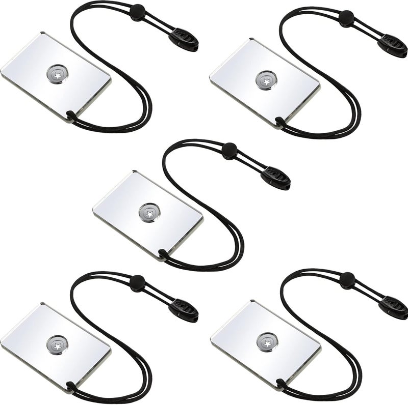 Ferraycle 5 Pieces Signal Mirror Survival Reflective Mirror with Lanyard Compass Whistle Outdoor Emergency Rescue Reflective Signal Star Flash Tool for Hiking Camping Backpacking Emergency Situations - Image 1